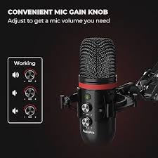 USB Condenser Microphone with Boom Arm & Pop Filter
