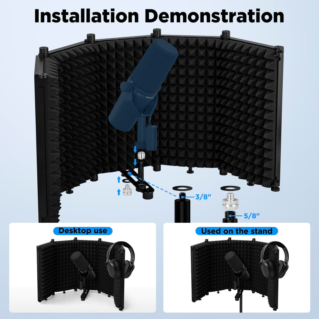 Podcast Mic Isolation Shield - Reflection Filter