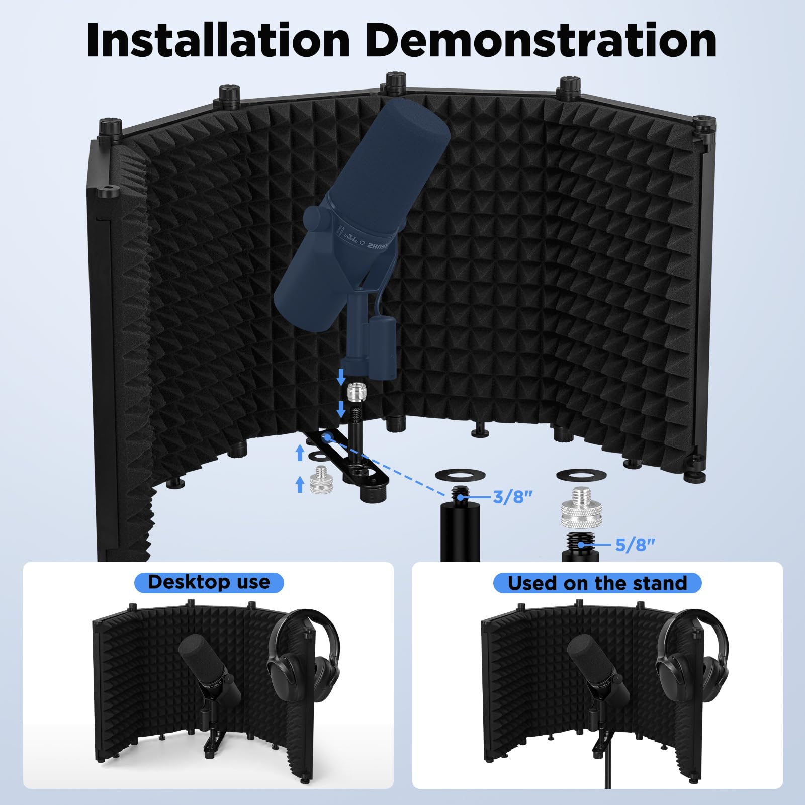 Podcast Mic Isolation Shield - Reflection Filter