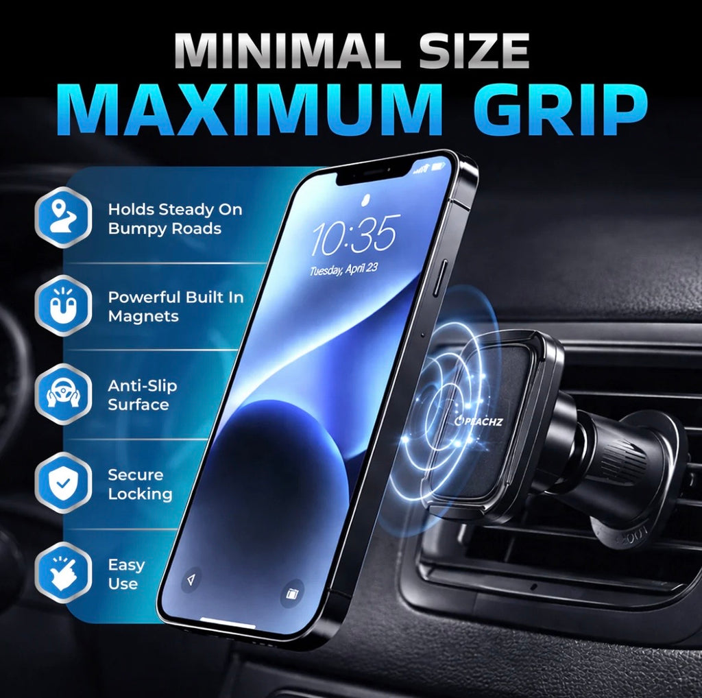 Magnetic Car Phone Holder - Dashboard & Vent Mount