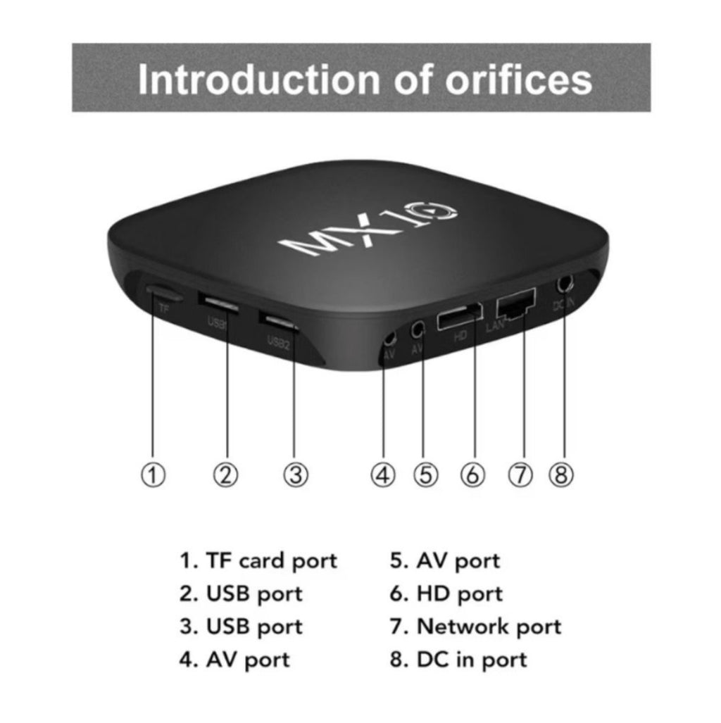 MX10 Set-Top Box RK3228A Android 10 TV Box 4K High Definition WiFi Player