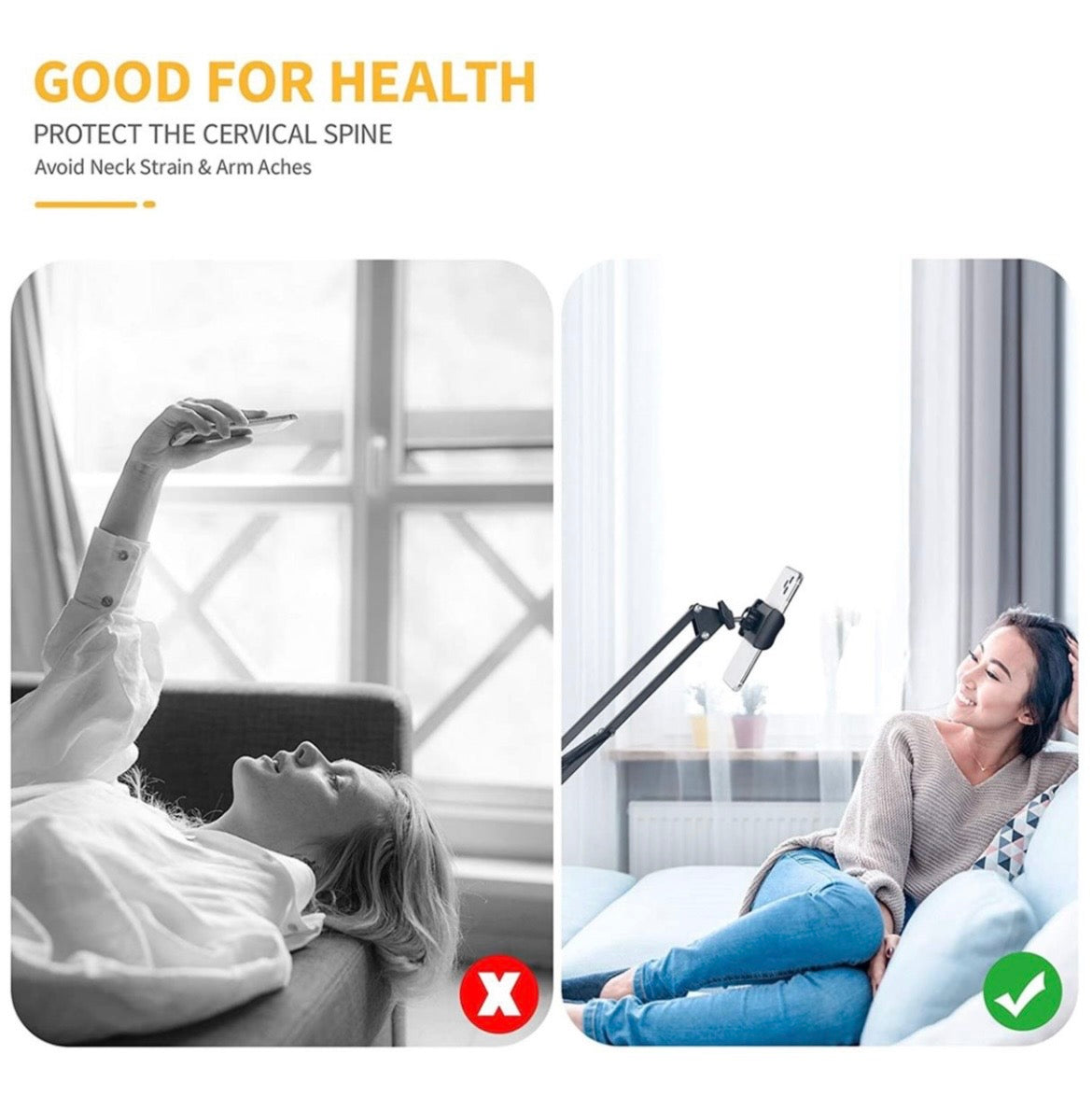 Heavy-Duty Flexible Phone Holder Stand - Bed, Desk & Sofa Mount