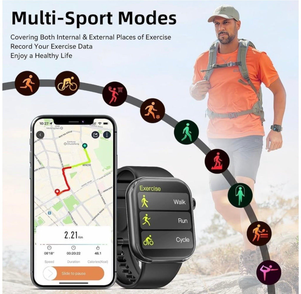 Sport Smartwatch with Fitness Tracker & Call Function - Waterproof