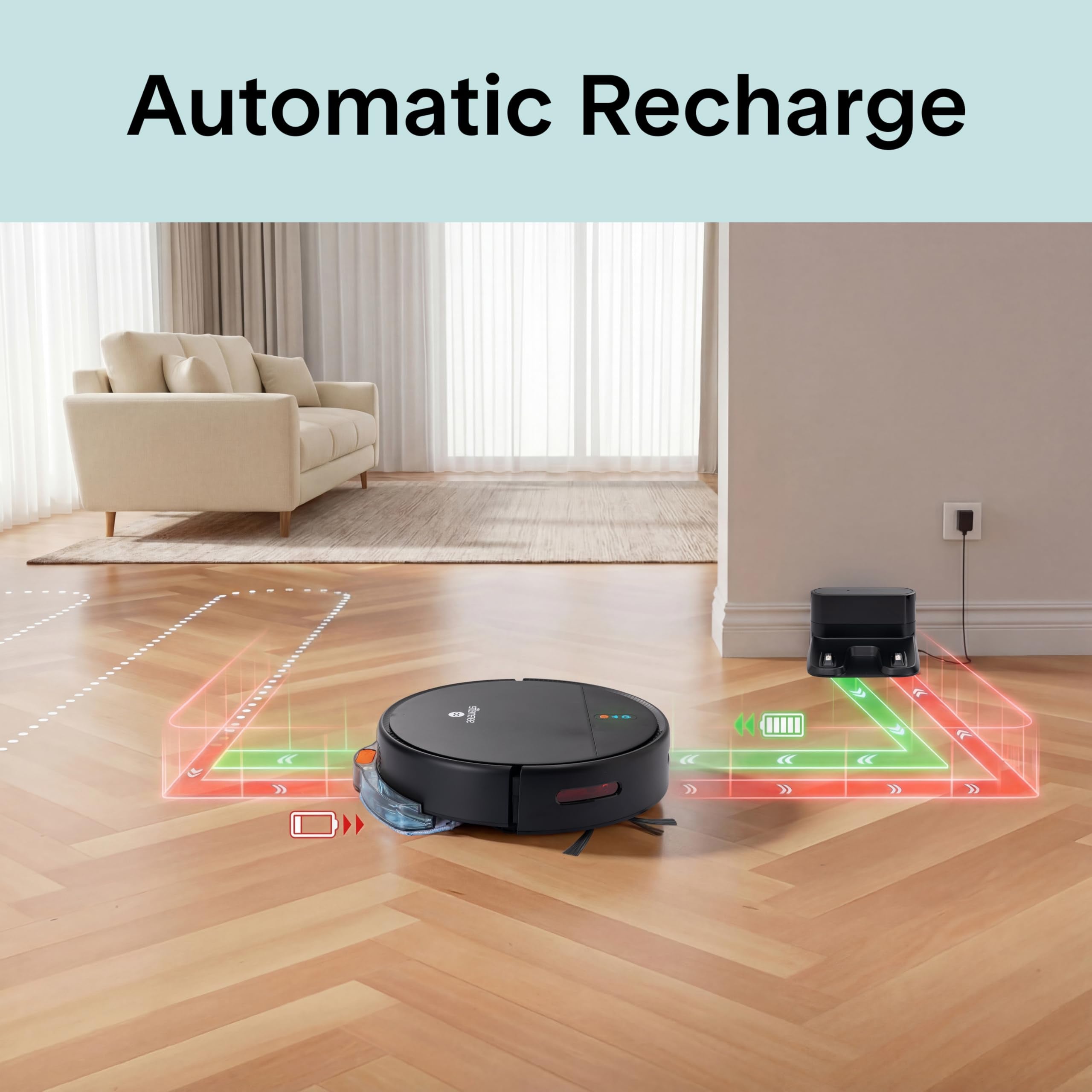 Smart Robot Vacuum &amp; Mop - 2000Pa Suction, App Control