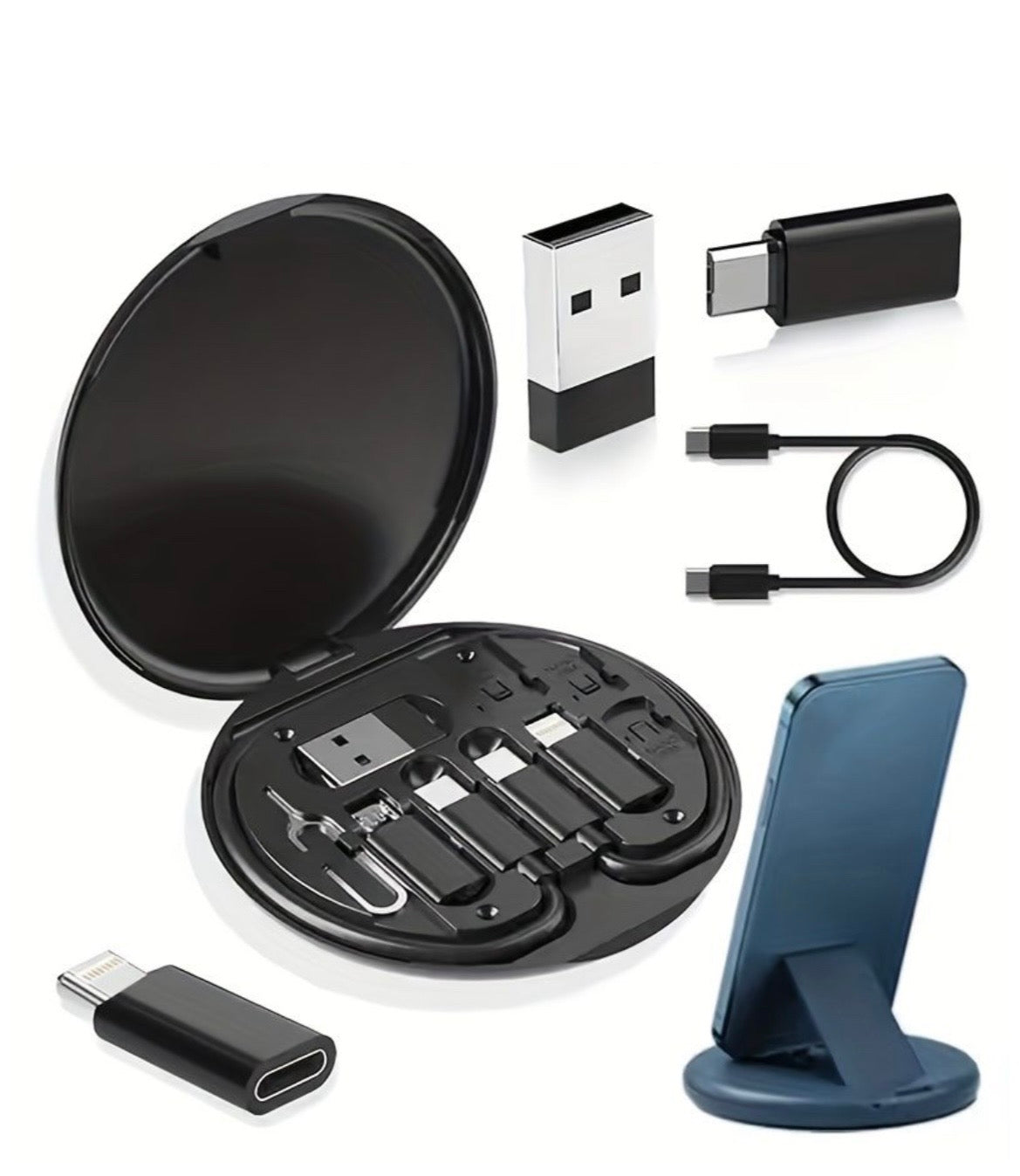 Fast Charging Travel Kit - Dual-Port GaN Charger + Phone Stand + MFi Cable