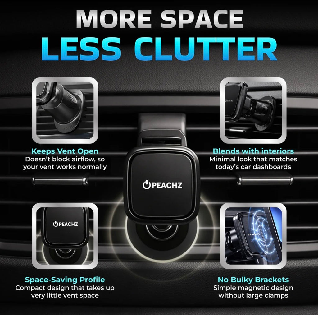 Magnetic Car Phone Holder - Dashboard & Vent Mount