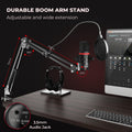 USB Condenser Microphone with Boom Arm & Pop Filter