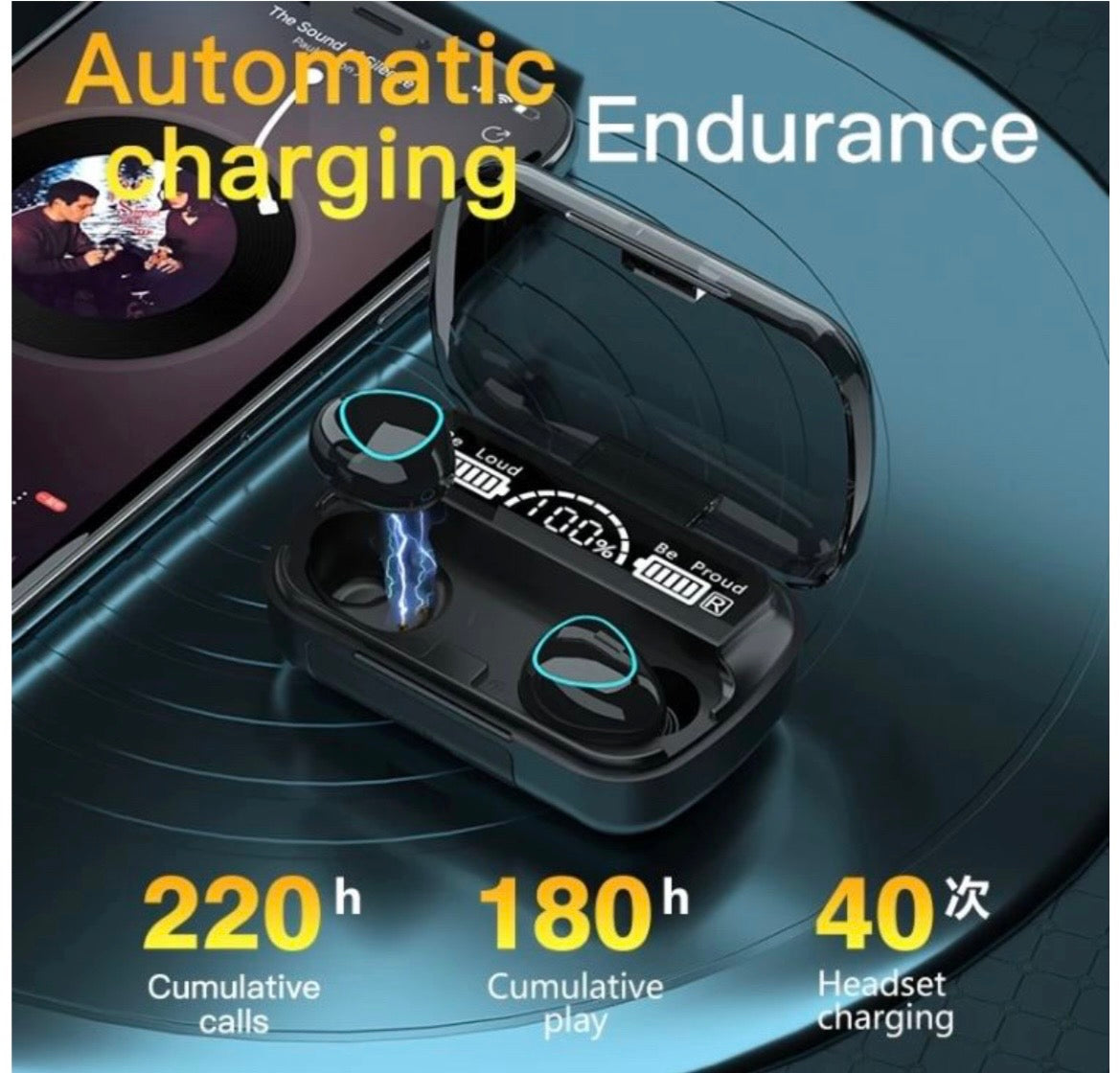 TWS Wireless Earbuds with Charging Case - Bluetooth 5.3