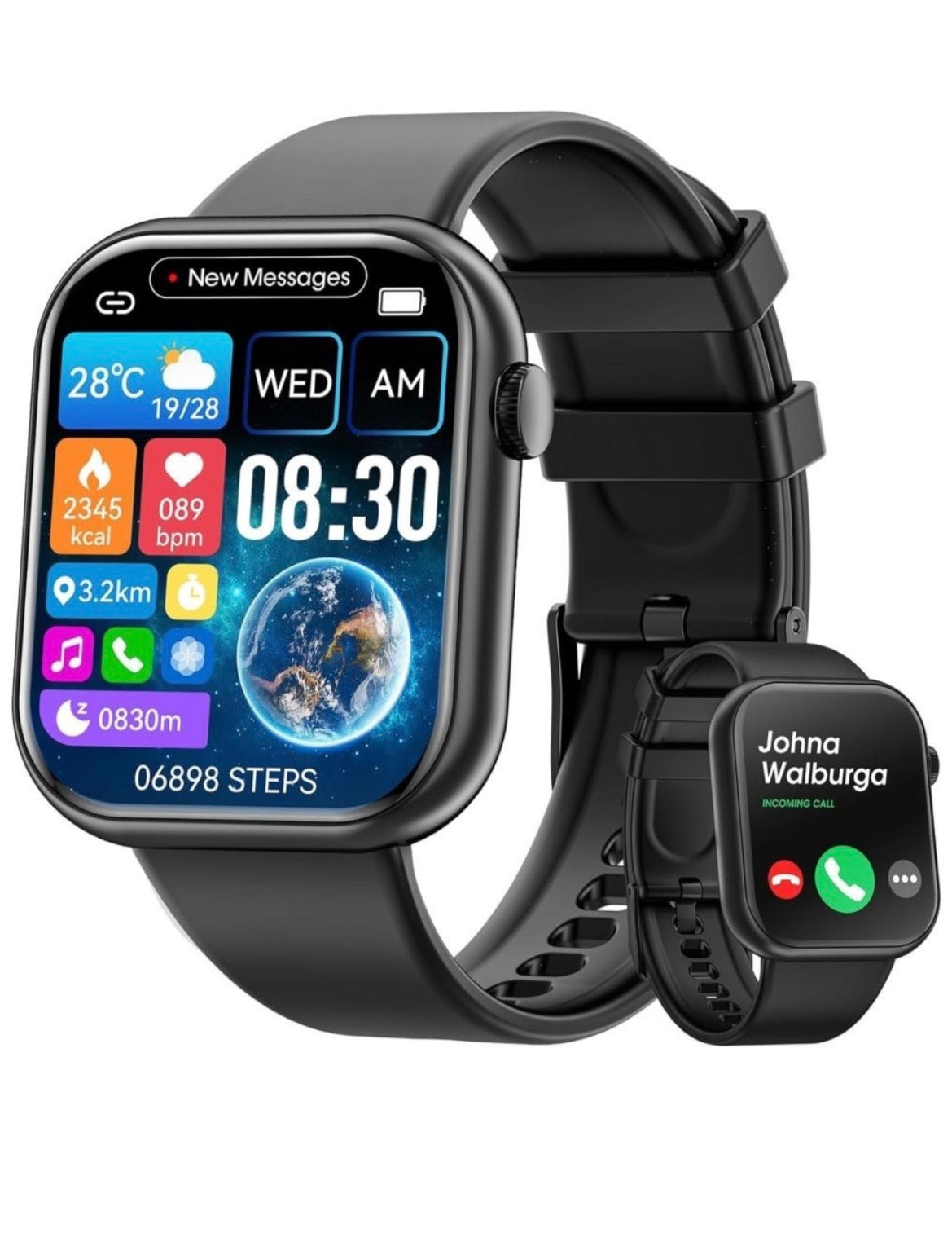 Sport Smartwatch with Fitness Tracker & Call Function - Waterproof