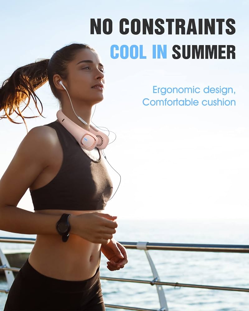 Portable Bladeless Neck Fan - Rechargeable, Hands-Free Cooling