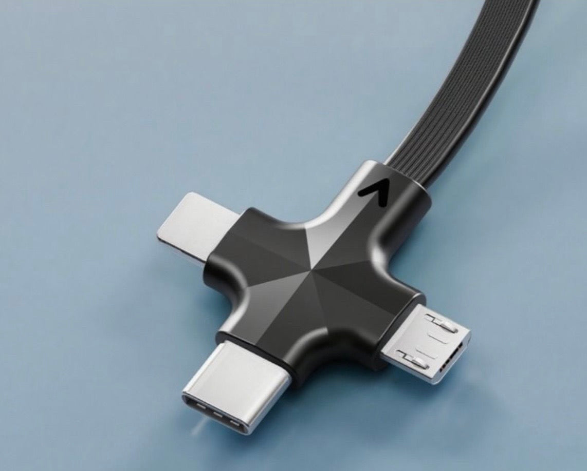3-in-1 Retractable Charging Cable - Lightning, Type-C & Micro USB