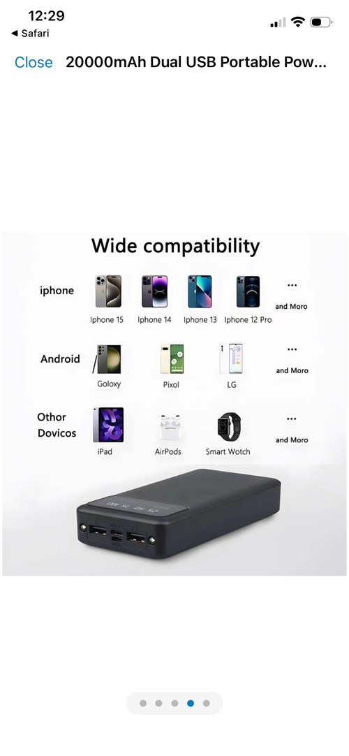 20,000mAh Portable Power Bank - Fast Charging, Dual USB