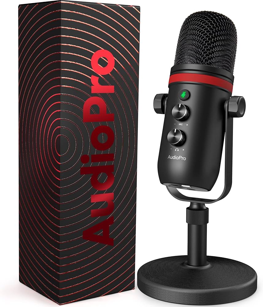 USB Condenser Microphone with Boom Arm & Pop Filter
