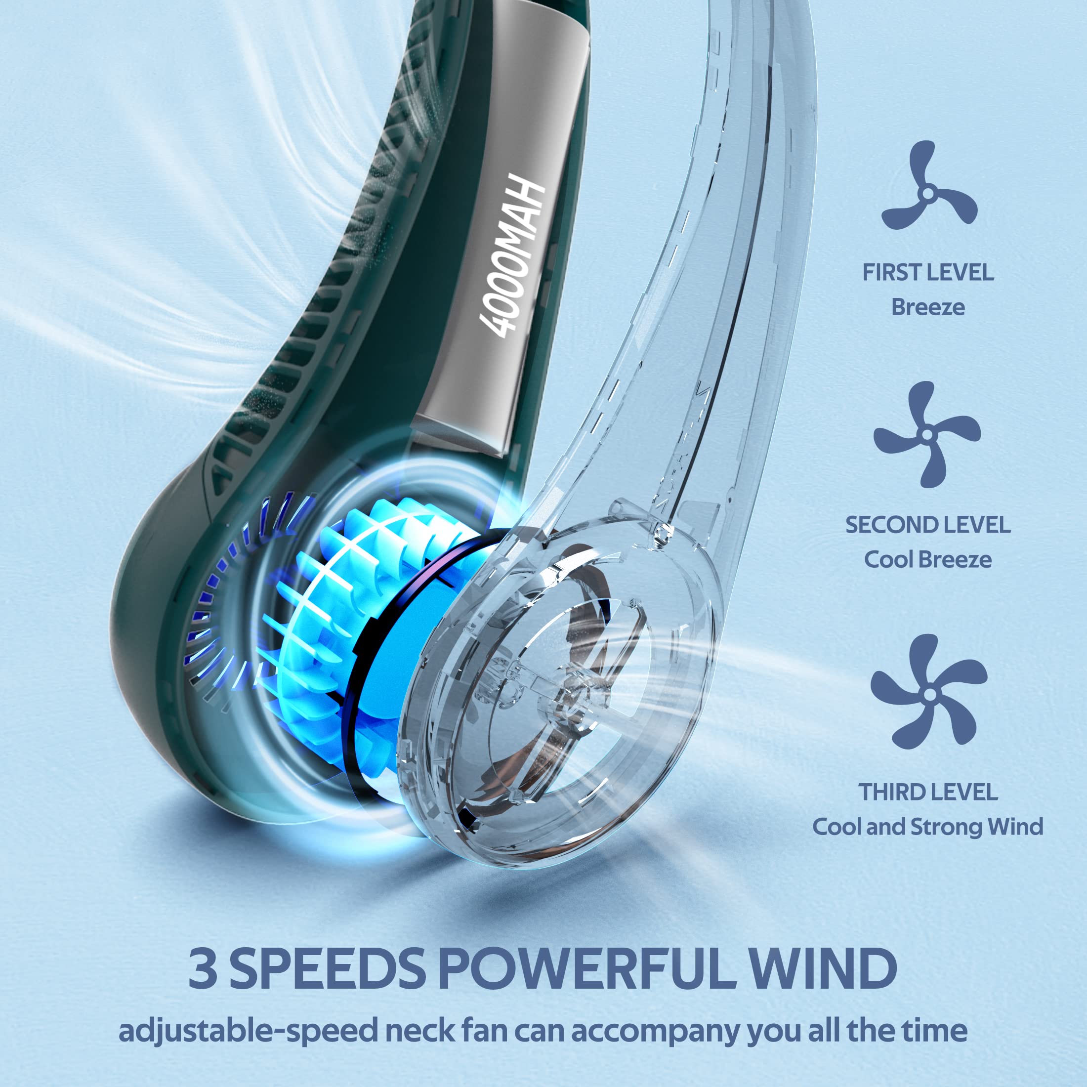 Portable Bladeless Neck Fan - Rechargeable, Hands-Free Cooling