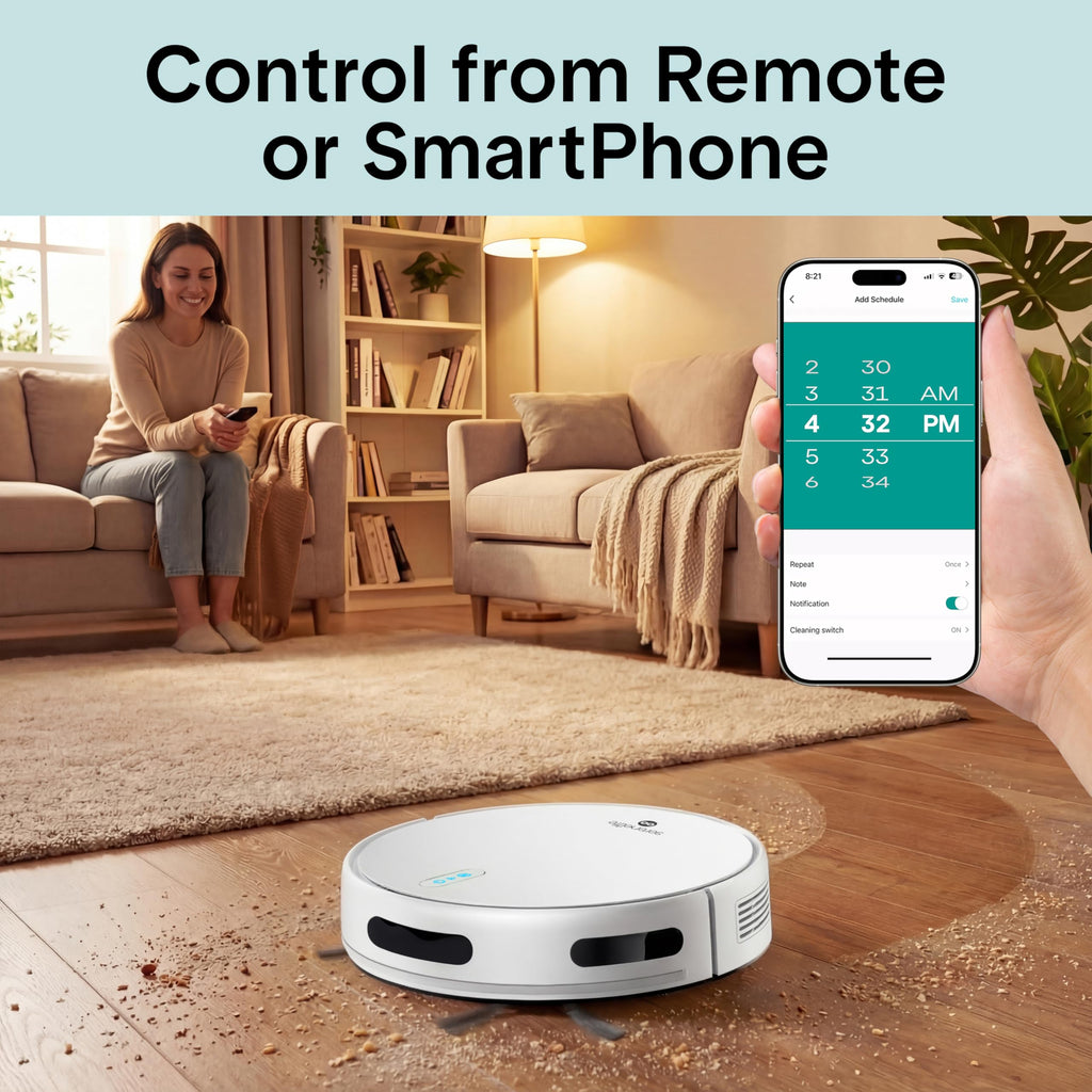 Smart Robot Vacuum &amp; Mop - 2000Pa Suction, App Control
