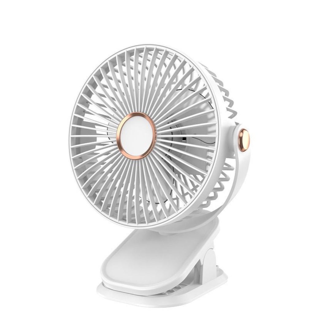 Rechargeable Clip-On Desk Fan - 3 Speed, USB Powered