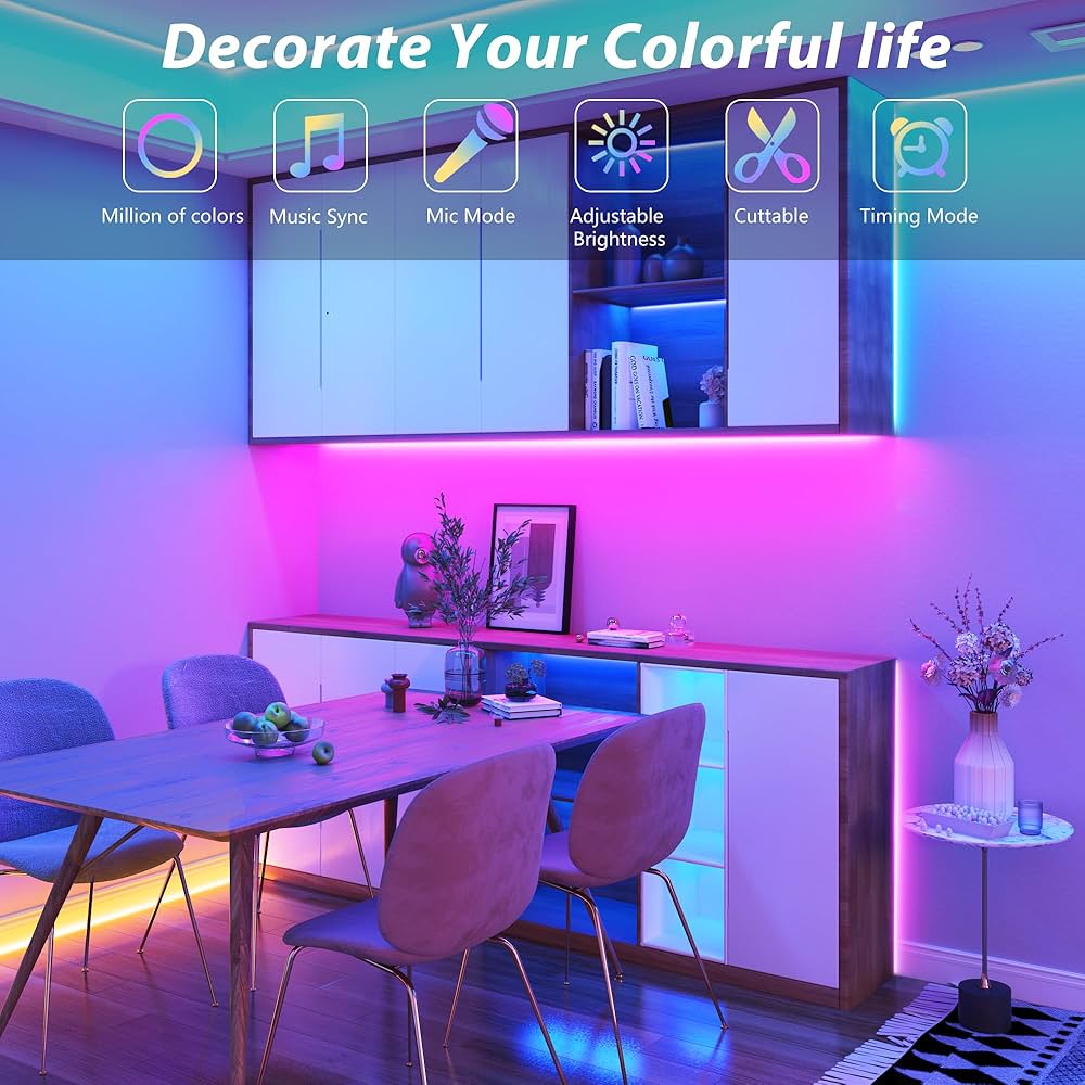Smart LED Strip Lights - RGB Colour Changing with Remote & App Control
