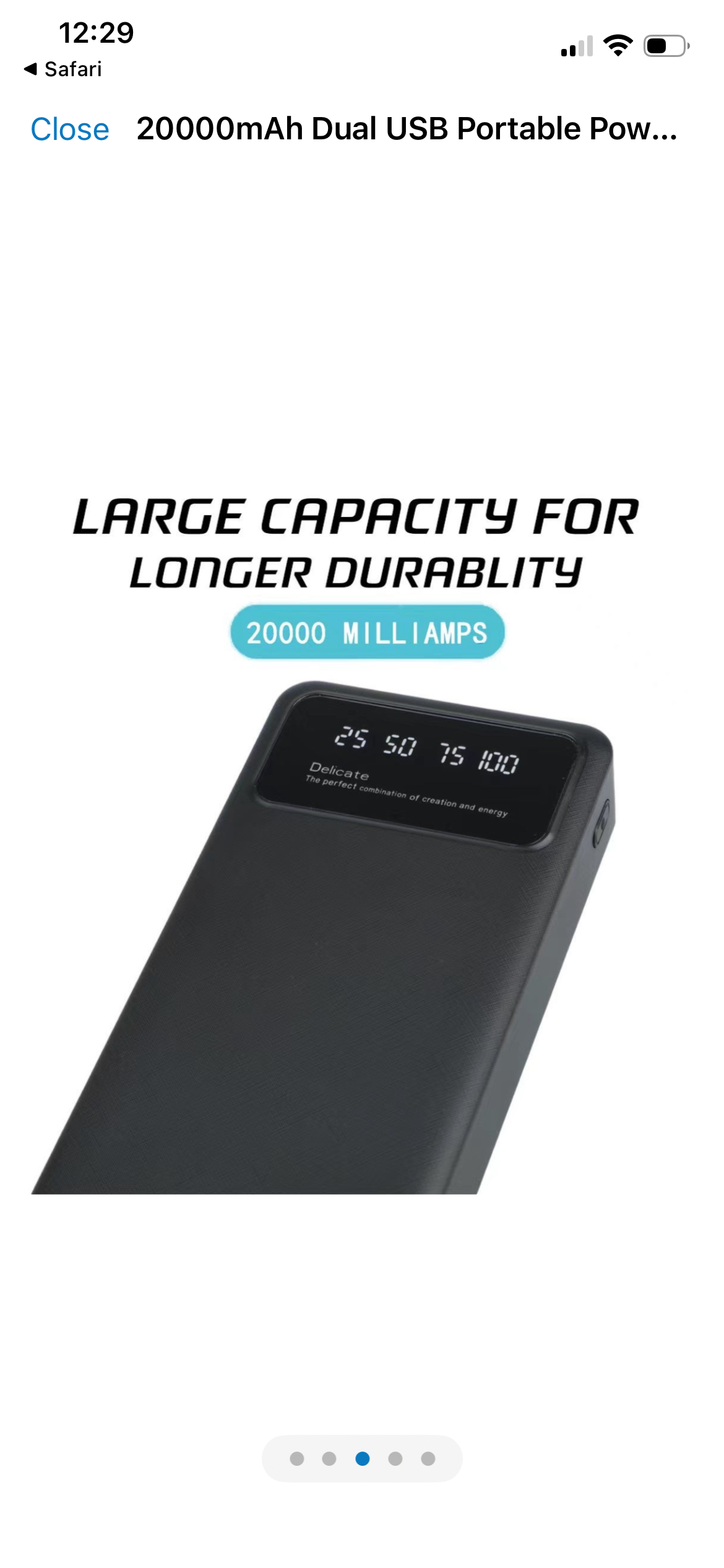 20,000mAh Portable Power Bank - Fast Charging, Dual USB