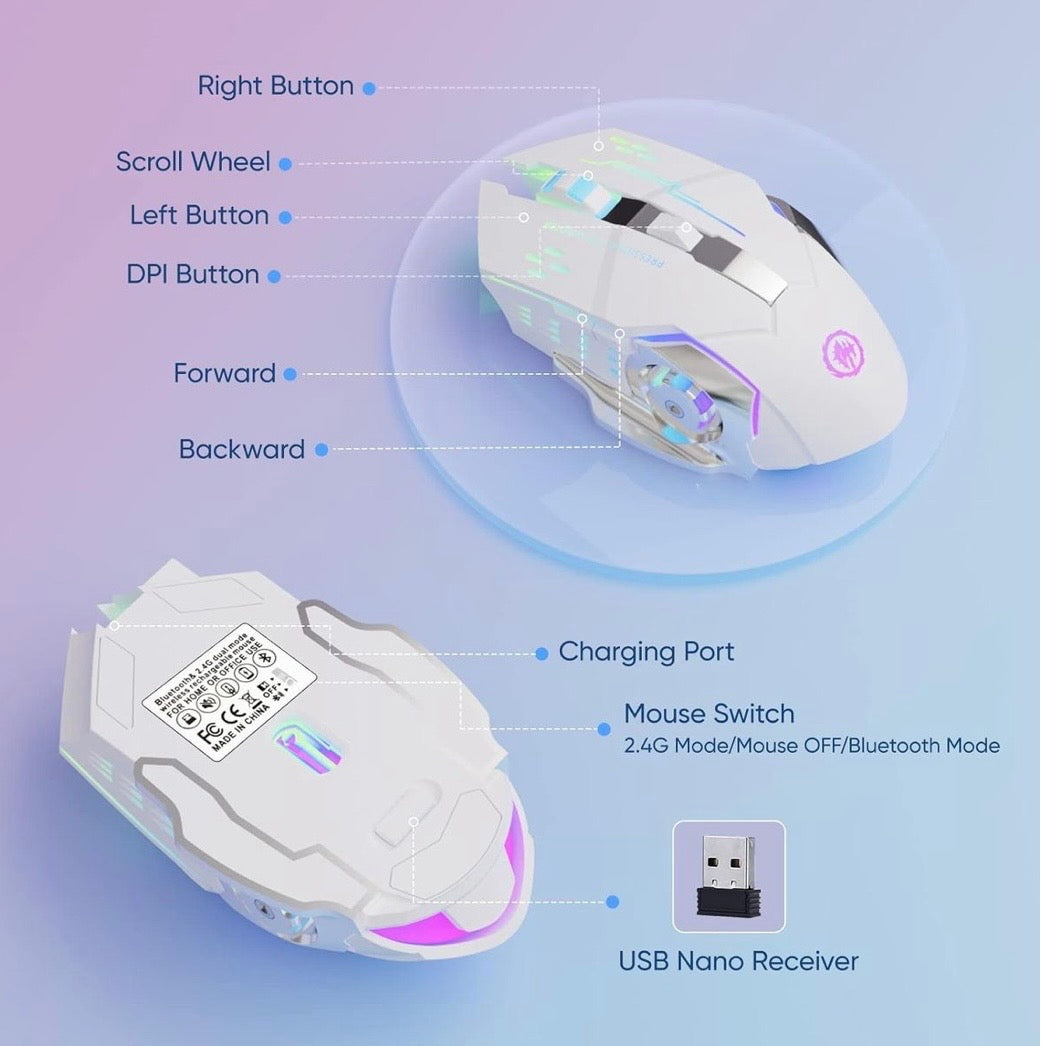 Wireless Gaming Mouse - RGB, Low-Latency, Rechargeable