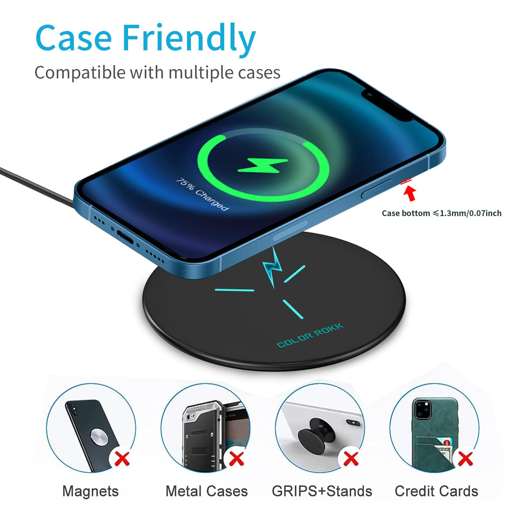 Wireless Charging Pad - Fast Qi Charger for iPhone & Samsung