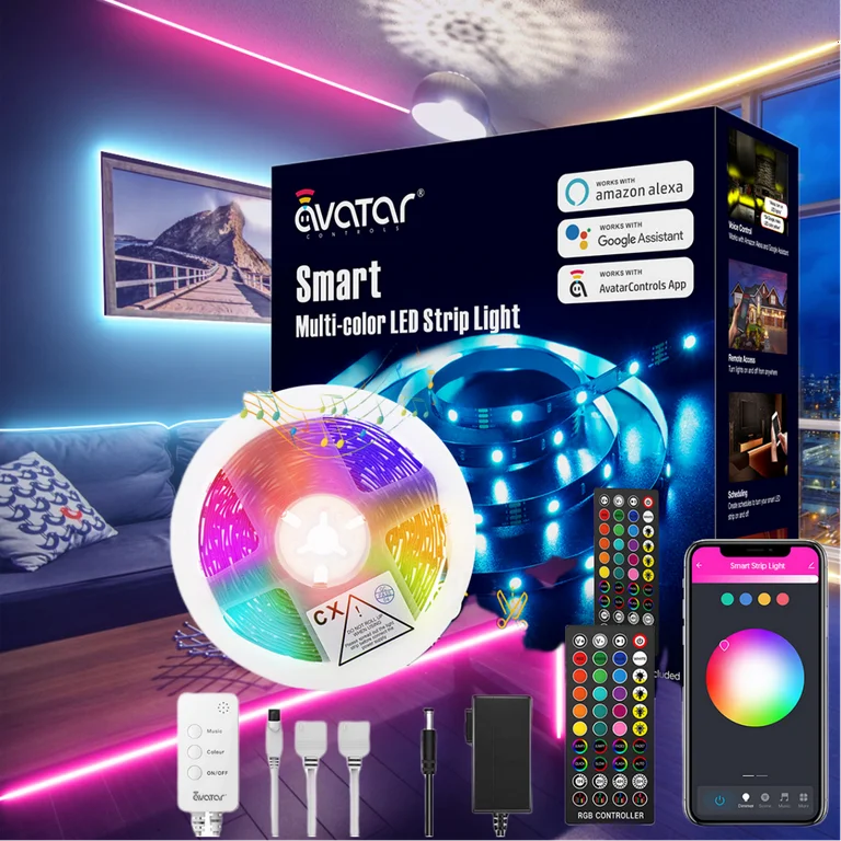 Smart LED Strip Lights - RGB Colour Changing with Remote & App Control